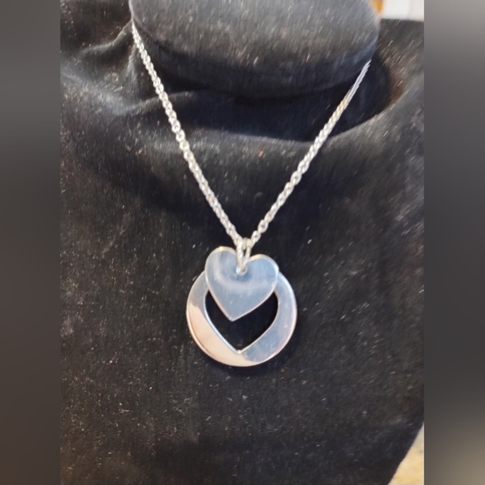 Silver Heart Necklace & Silver Love You Bracelet, Perfect for Valentine'…